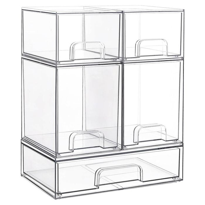 Catzon Stackable Storage Drawers Clear Plastic Organizer
