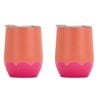 2PK Annabel Trends 295ml Stainless Steel Wave Wine Tumbler - Orange Hot Pink