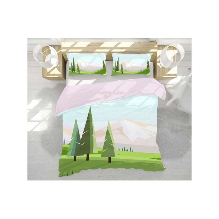 3D Cartoon Tree Lawn 73 Bed Pillowcases Quilt King Size