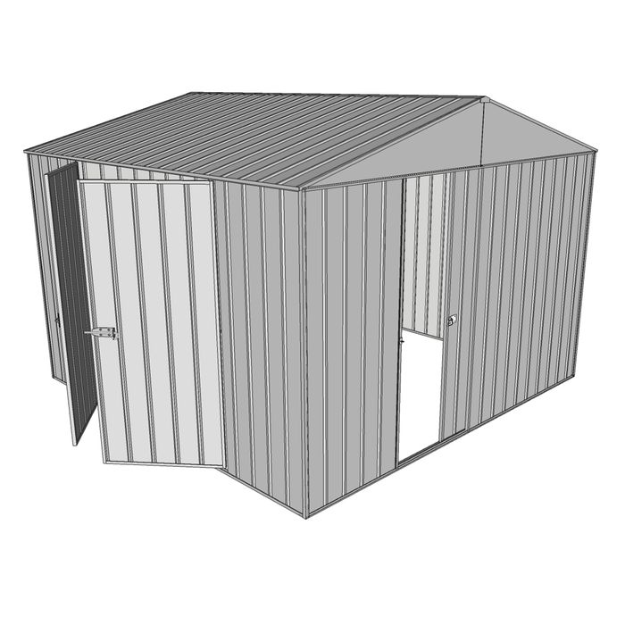Build-a-Shed 3.0 x 3.0 x 2.3m Gable Double Hinged Side Doors Shed - Zinc