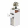 Ufurniture Wooden Side Table with Cable Port Narrow End Table Drawer & Shelf White