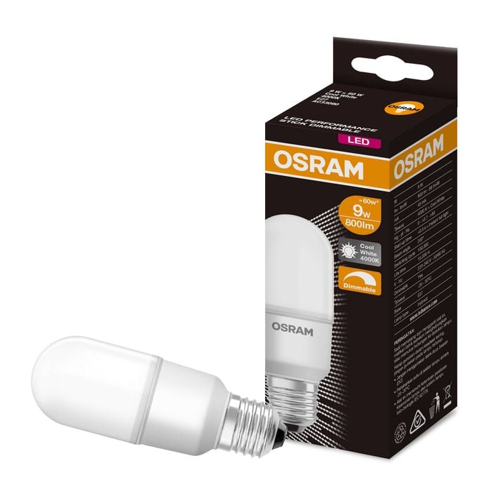 Osram Stick E27 LED 800lm Cool White 9W Dimmable Light Globe