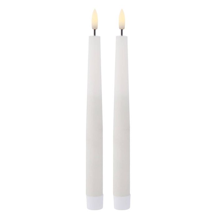 Amalfi Hughe LED Taper Candle Set of 2 White - 24cm