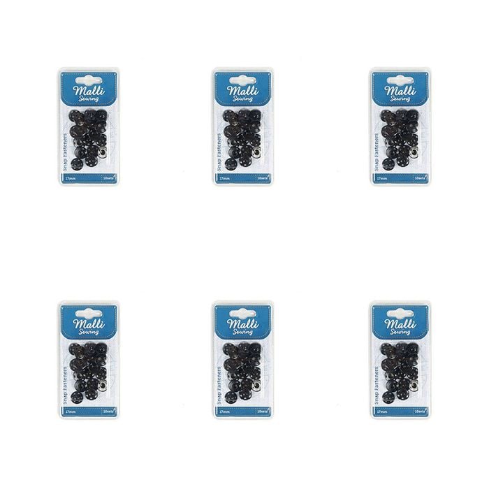6pk Malli Sewing 10-sets Iron Snap Fasteners Garment Snap Closures 17mm Assorted
