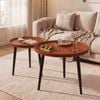 Advwin Nesting Coffee Tables Set of 2 Convertible Side Table Walnut