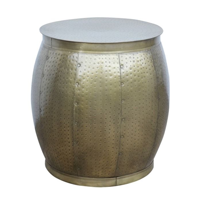 Brass Look Drum Side Table