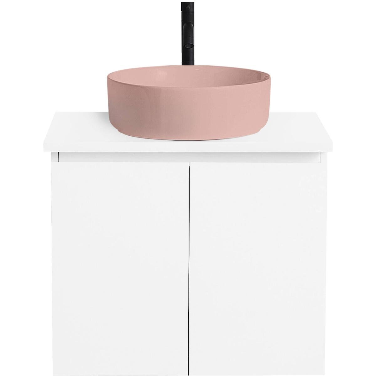 CIBO 600mm Veneer Nordic Wall Hung Bathroom Vanity With Pale Pink ...
