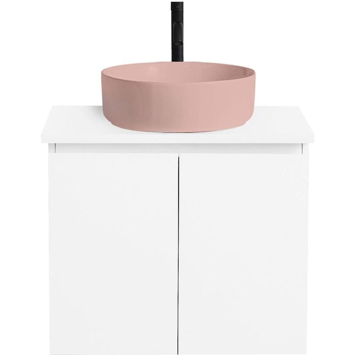 CIBO 600mm White Nordic Wall Hung Bathroom Vanity With Pale Pink Countertop Basin