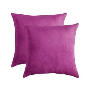 Catzon 2 Pcs Square Throw Pillow Covers Solid Soft Velvet for Spring Sofa-Purple