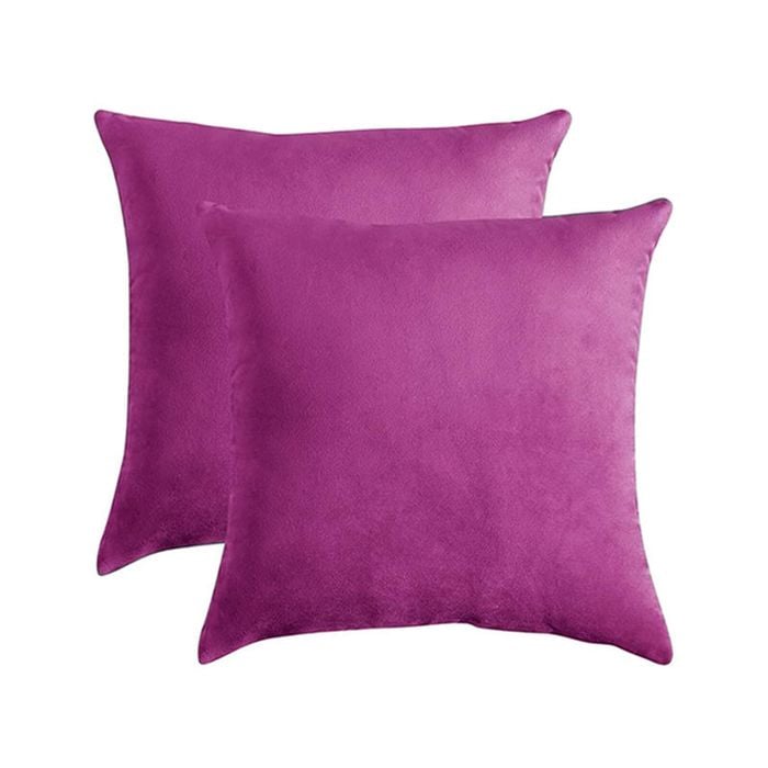 Catzon 2 Pcs Square Throw Pillow Covers Solid Soft Velvet for Spring Sofa-Purple