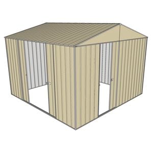 Build-a-Shed 3.0 x 3.0 x 2.3m Gable Double Sliding Side Door Shed - Cream
