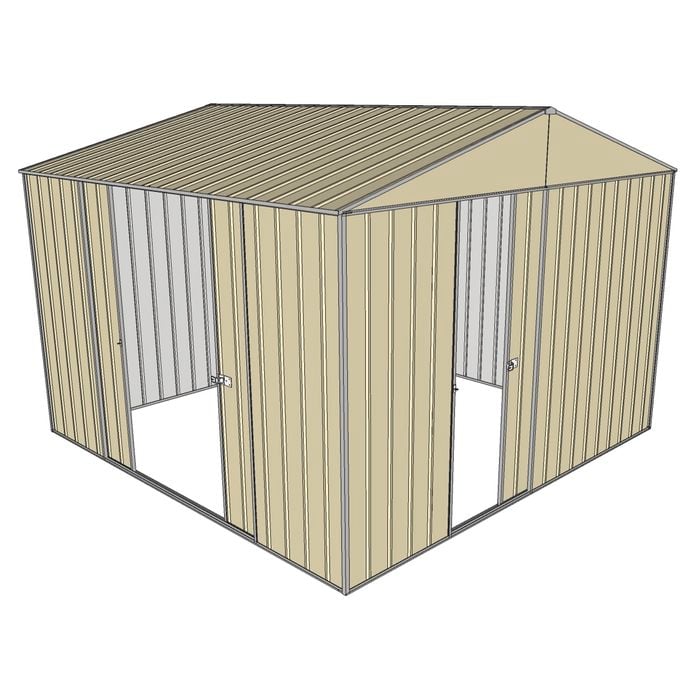 Build-a-Shed 3.0 x 3.0 x 2.3m Gable Double Sliding Side Door Shed - Cream