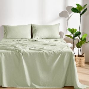 Dreamaker Linen Cotton Sheet Set Sage - King Bed