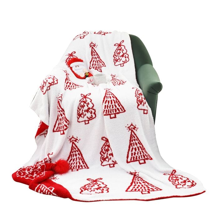 SOGA 130x180cm Red Christmas Tree Throw Blanket