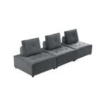 Foret 3pc Armless Seat Modular Extension Lounge Couch Velvet Sofa Dark Grey