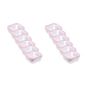 12x Lemon And Lime Yorkshire Glass Square Clip Seal Food Storage Container 500ml
