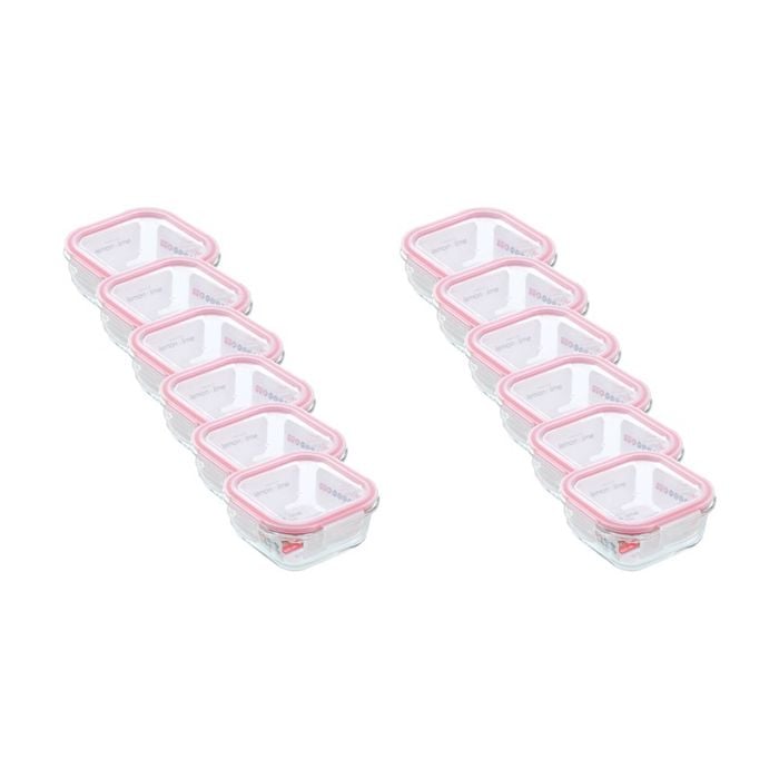 12x Lemon And Lime Yorkshire Glass Square Clip Seal Food Storage Container 500ml