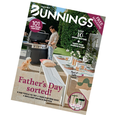 Bunnings magazine tilted cover for august 2023