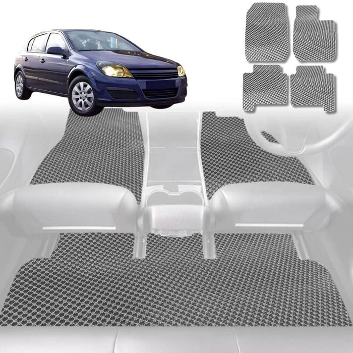 6D Diamond Car Floor Mats for Holden Astra (AH)2004-2009-Full Set-Grey-Outback GT