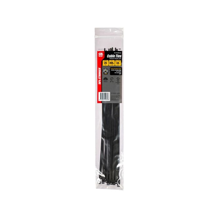 Gardner Bender 355 x 4.3mm Black Double-Lock Cable Ties - 25 Pack
