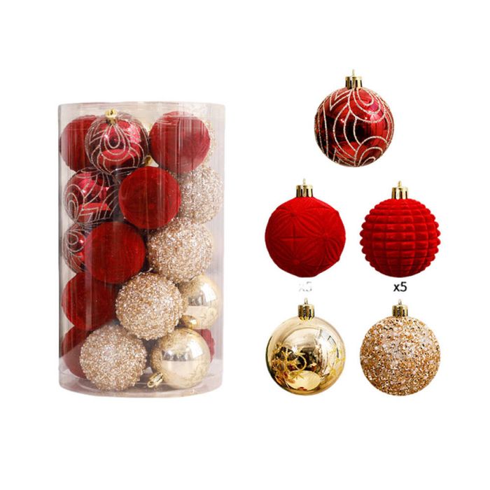 Catzon 25 Pcs 6cm Velvet Christmas Balls with Rhinestone Pattern Great for Holiday Party Wedding