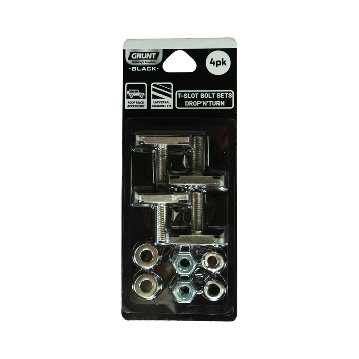 GRUNT T-Slot Drop & Turn Bolt and Nut Set Universal - 4 Pack