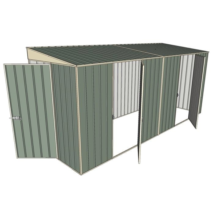 Build-a-Shed 1.5 x 4.5 x 2m Dual Single Hinged Side Door Skillion Shed - Green