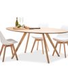 Carol 7 Piece Natural Ash Wood Dining Set With Replica White Padded Eames Chairs