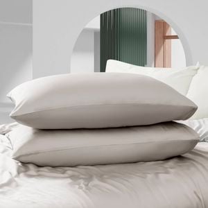 LINENOVA 100% Bamboo Pillow cases Slip Cover Pillowcase - Latte King
