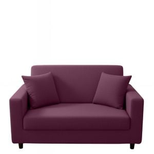 Anyhouz 2 Seater Sofa Cover Plain Bean Paste Red Style And Protection For Living Room Sofa Chair Elastic Stretchable Slipcover