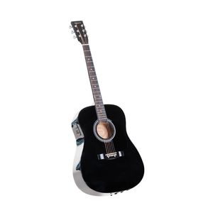 Karrera 41 Inch Electro Acoustic Guitar Black - Full Size Steel String Acoustic Electric Guitar with 5-Band EQ