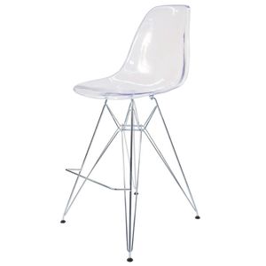 Sk Designer Living | Replica Eames Dsr Stool | Clear & Chrome