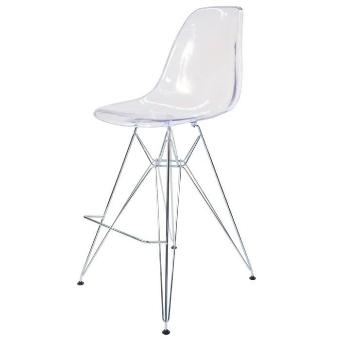 Sk Designer Living | Replica Eames Dsr Stool | Clear & Chrome