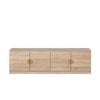European Cabinetry Fluted Half Moon Brass Bucharest TV Unit Natural Oak