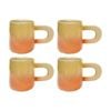 4PK KAS Australia Lamu Mug Handcrafted Stoneware 250 mL Sculptural Handle Orange