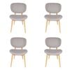 Sk Designer Living | Pack Of 4 | Nobu Dining Chair | Natural Legs - Light Grey Fabric