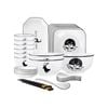 SOGA 20Pcs White Antler Printed Ceramic Dinnerware Set