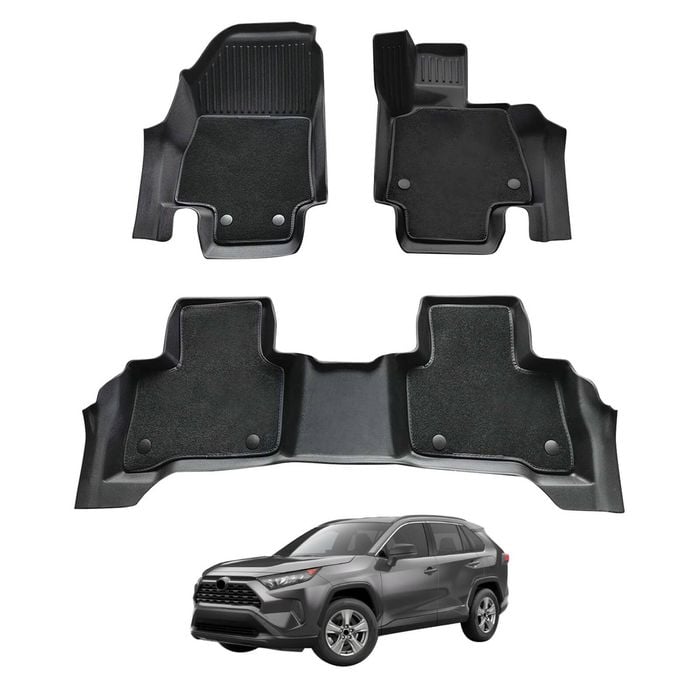 AUSGO Double-Layer Car Floor Mats for Toyota RAV4 2019-2026 All-Weather Floor Liners