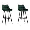 Artiss 2x Kitchen Velvet Bar Stool Chair Metal Barstools Green