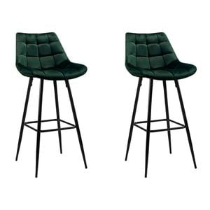 Artiss 2x Kitchen Velvet Bar Stool Chair Metal Barstools Green