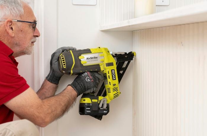 Add nail for extra hold using a nail gun
