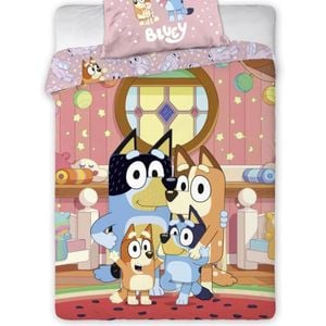 Bluey At Home Time Kids Cotton Quilt Cover Set - Toddler Bed Size