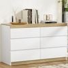 Homfurn 6-drawer Chest Of Drawers – Two-tone White & Oak, High-density Particle Board, 50kg Top Capacity
