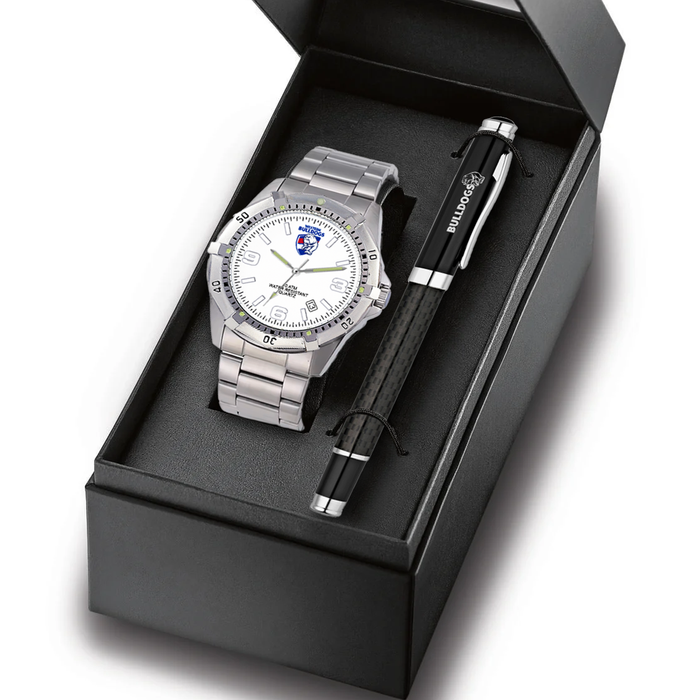 AFL Watch & Pen Gift Set - Western Bulldogs - Stainless Steel
