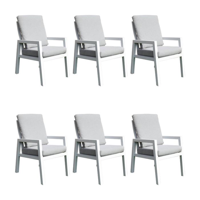 Furano 6pc Set Aluminium Outdoor Dining Chair White