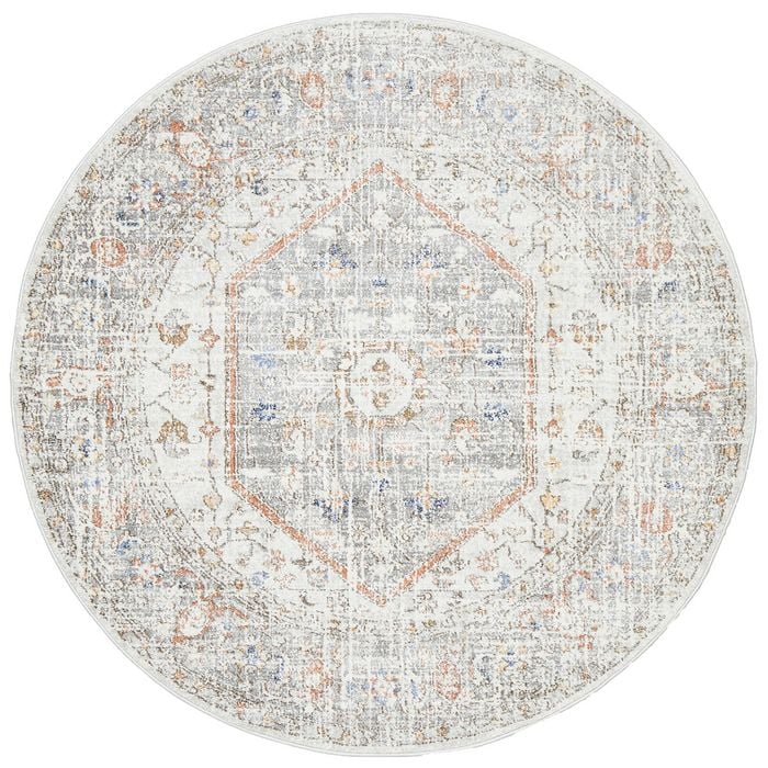 The Rug Connection Estate Lorissa Off White 150x150cm - Small Round Transitional Pet Friendly Indoor Rug