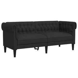 vidaXL Chesterfield Sofa 2-Seater Couch Loveseat Living Room Black Fabric