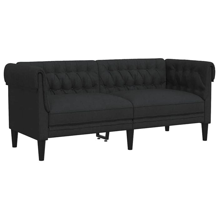vidaXL Chesterfield Sofa 2-Seater Couch Loveseat Living Room Black Fabric