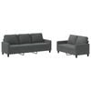 vidaXL Sofa Set with Cushions 2-Seater Sofa Couch 2 Piece Dark Grey Fabric