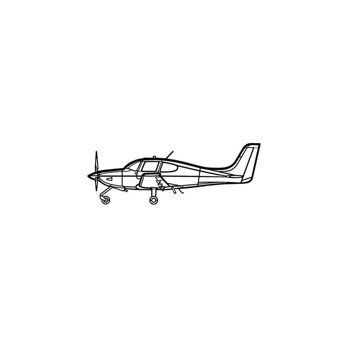 Ignite Laser Cirrus SR20 - Four-Seat Single-Engine Aircraft Silhouette Metal Wall Art Coated Black 47 inch - 120 cm